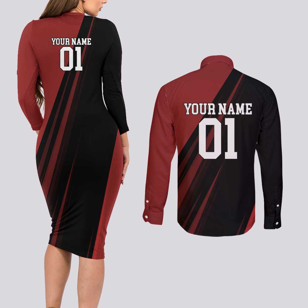 Personalized Metal Bat Couples Matching Long Sleeve Bodycon Dress and Long Sleeve Button Shirt One Punch Man Baseball Crossover Design