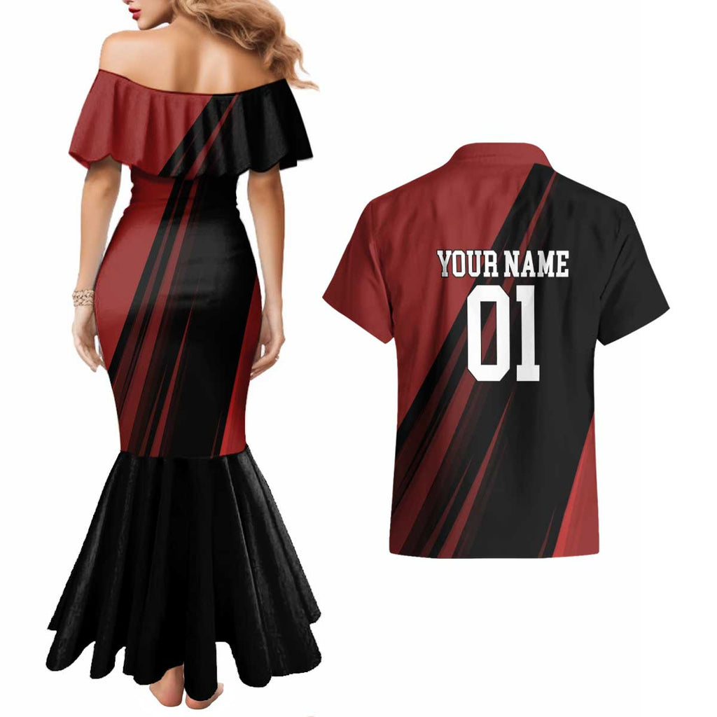 Personalized Metal Bat Couples Matching Mermaid Dress and Hawaiian Shirt One Punch Man Baseball Crossover Design