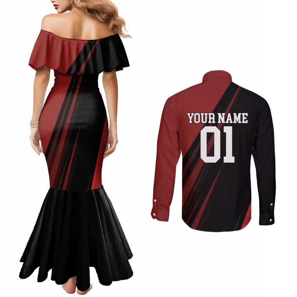 Personalized Metal Bat Couples Matching Mermaid Dress and Long Sleeve Button Shirt One Punch Man Baseball Crossover Design