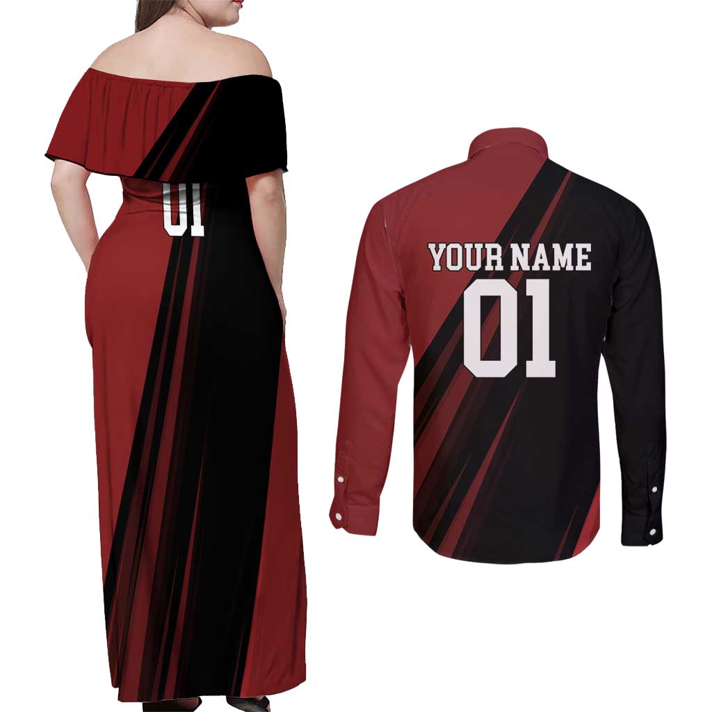 Personalized Metal Bat Couples Matching Off Shoulder Maxi Dress and Long Sleeve Button Shirt One Punch Man Baseball Crossover Design