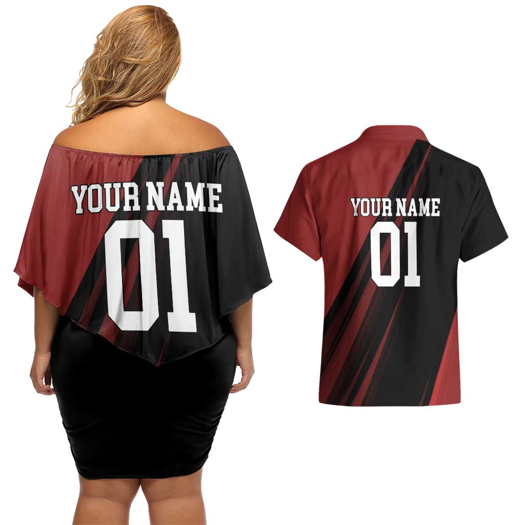Personalized Metal Bat Couples Matching Off Shoulder Short Dress and Hawaiian Shirt One Punch Man Baseball Crossover Design