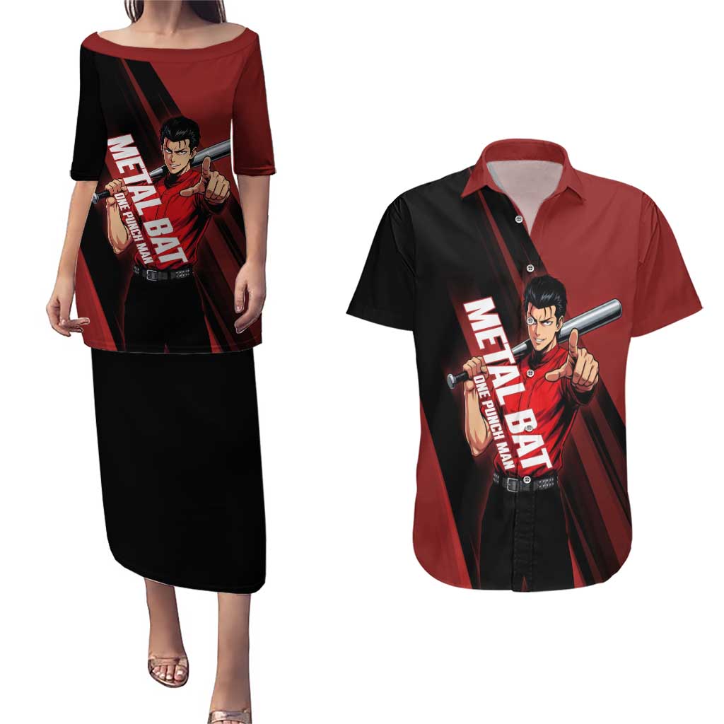 Personalized Metal Bat Couples Matching Puletasi and Hawaiian Shirt One Punch Man Baseball Crossover Design