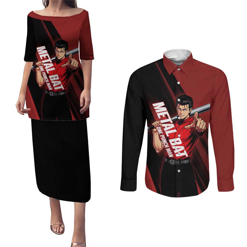 Personalized Metal Bat Couples Matching Puletasi and Long Sleeve Button Shirt One Punch Man Baseball Crossover Design