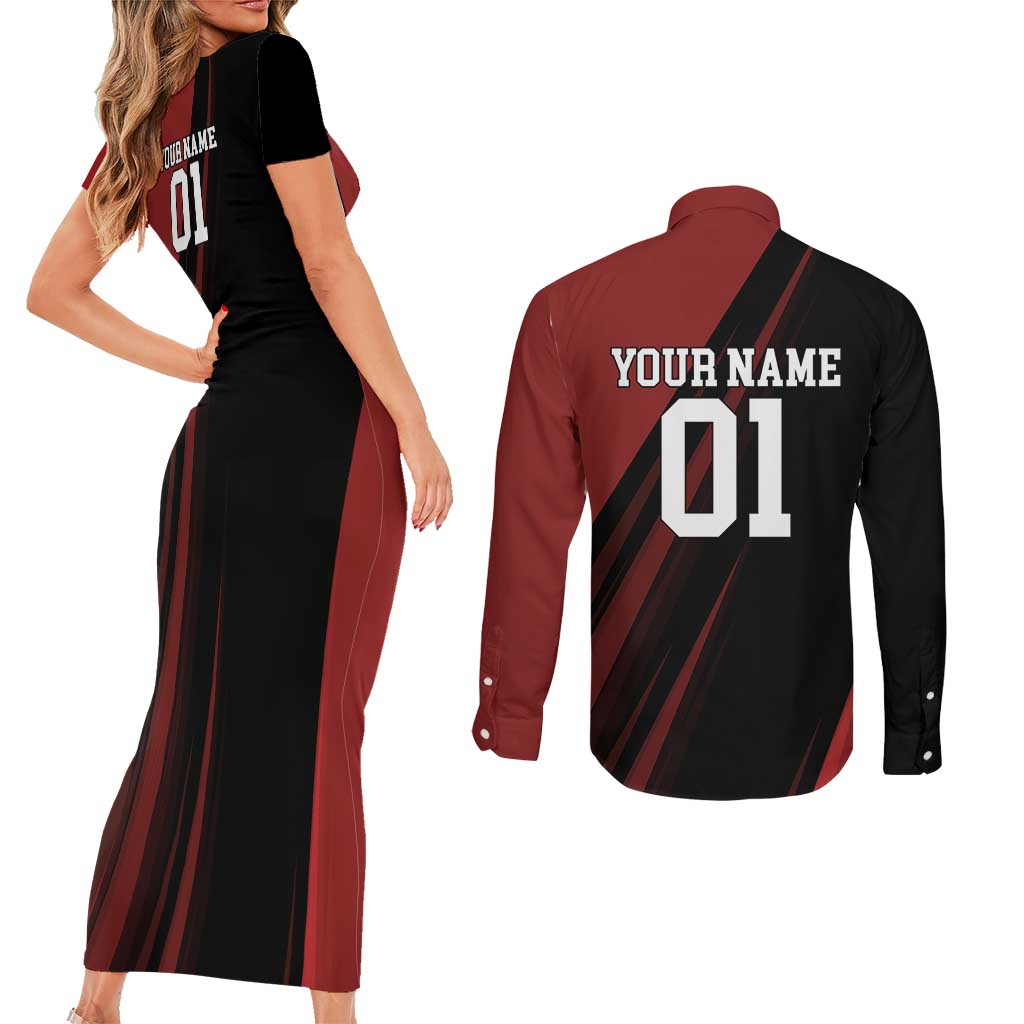 Personalized Metal Bat Couples Matching Short Sleeve Bodycon Dress and Long Sleeve Button Shirt One Punch Man Baseball Crossover Design