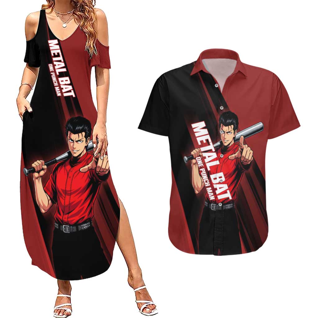 Personalized Metal Bat Couples Matching Summer Maxi Dress and Hawaiian Shirt One Punch Man Baseball Crossover Design