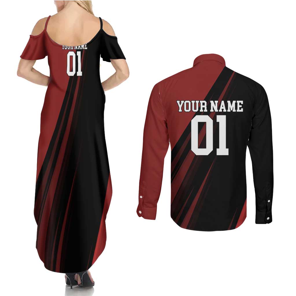 Personalized Metal Bat Couples Matching Summer Maxi Dress and Long Sleeve Button Shirt One Punch Man Baseball Crossover Design
