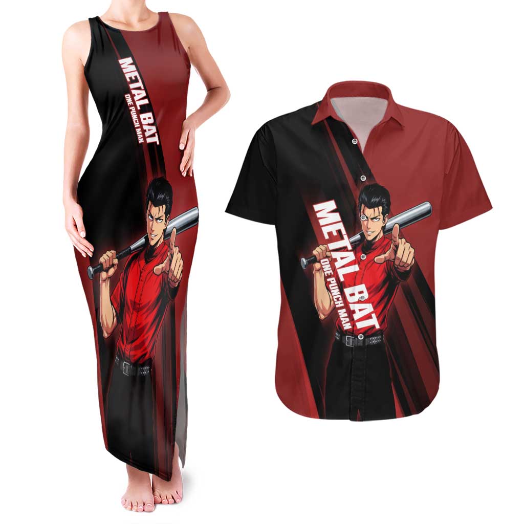 Personalized Metal Bat Couples Matching Tank Maxi Dress and Hawaiian Shirt One Punch Man Baseball Crossover Design