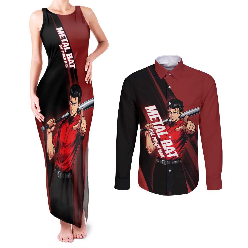 Personalized Metal Bat Couples Matching Tank Maxi Dress and Long Sleeve Button Shirt One Punch Man Baseball Crossover Design