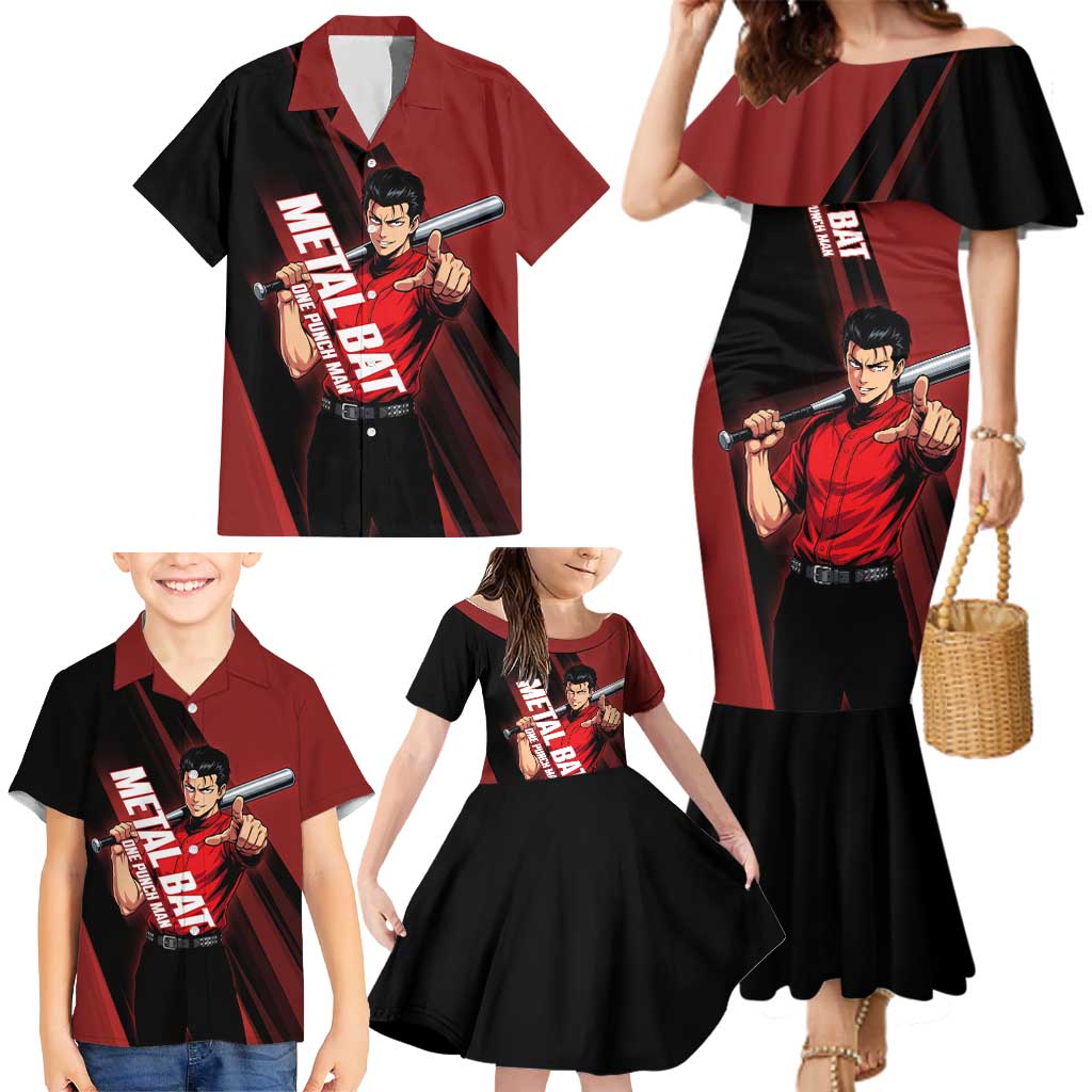 Personalized Metal Bat Family Matching Mermaid Dress and Hawaiian Shirt One Punch Man Baseball Crossover Design