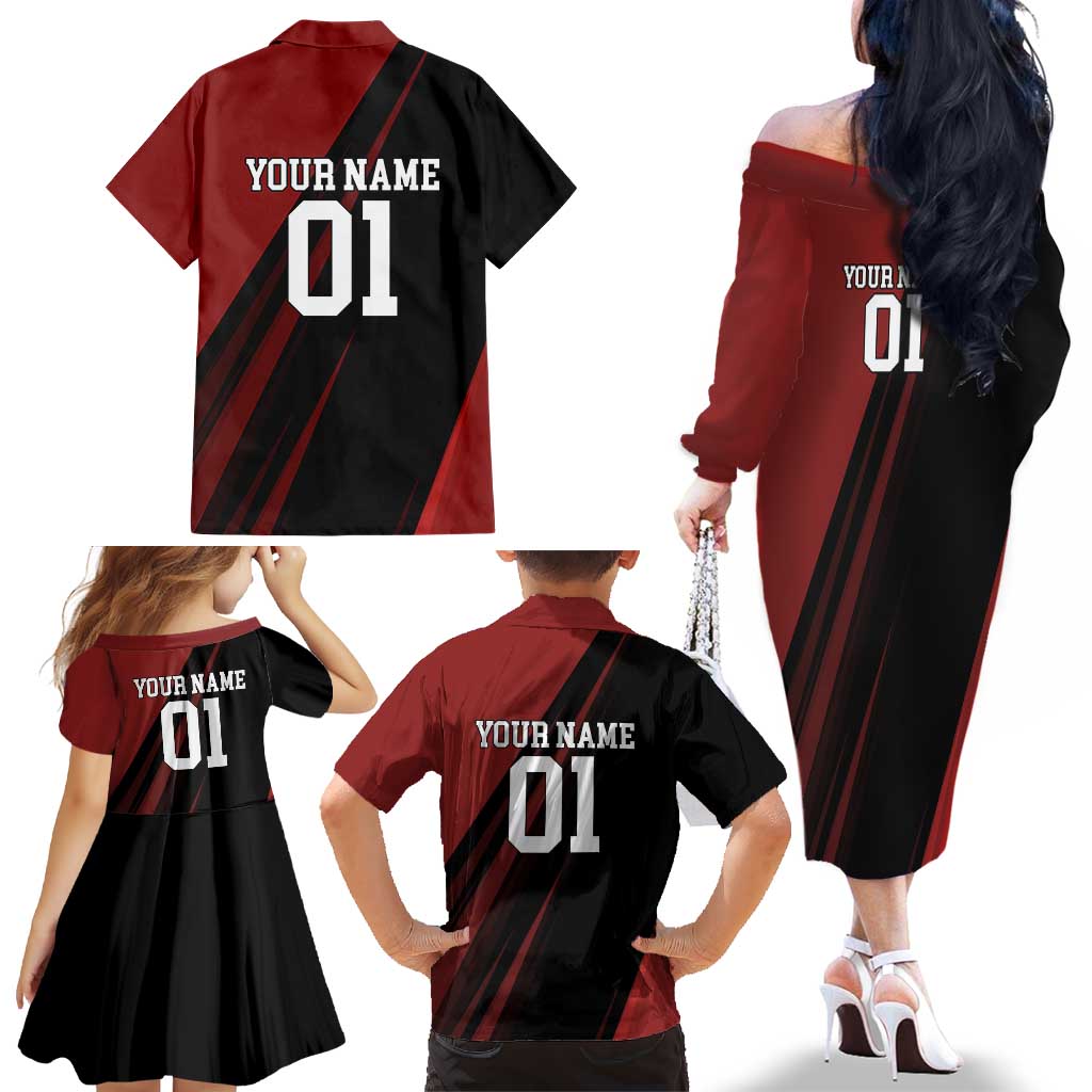 Personalized Metal Bat Family Matching Off The Shoulder Long Sleeve Dress and Hawaiian Shirt One Punch Man Baseball Crossover Design