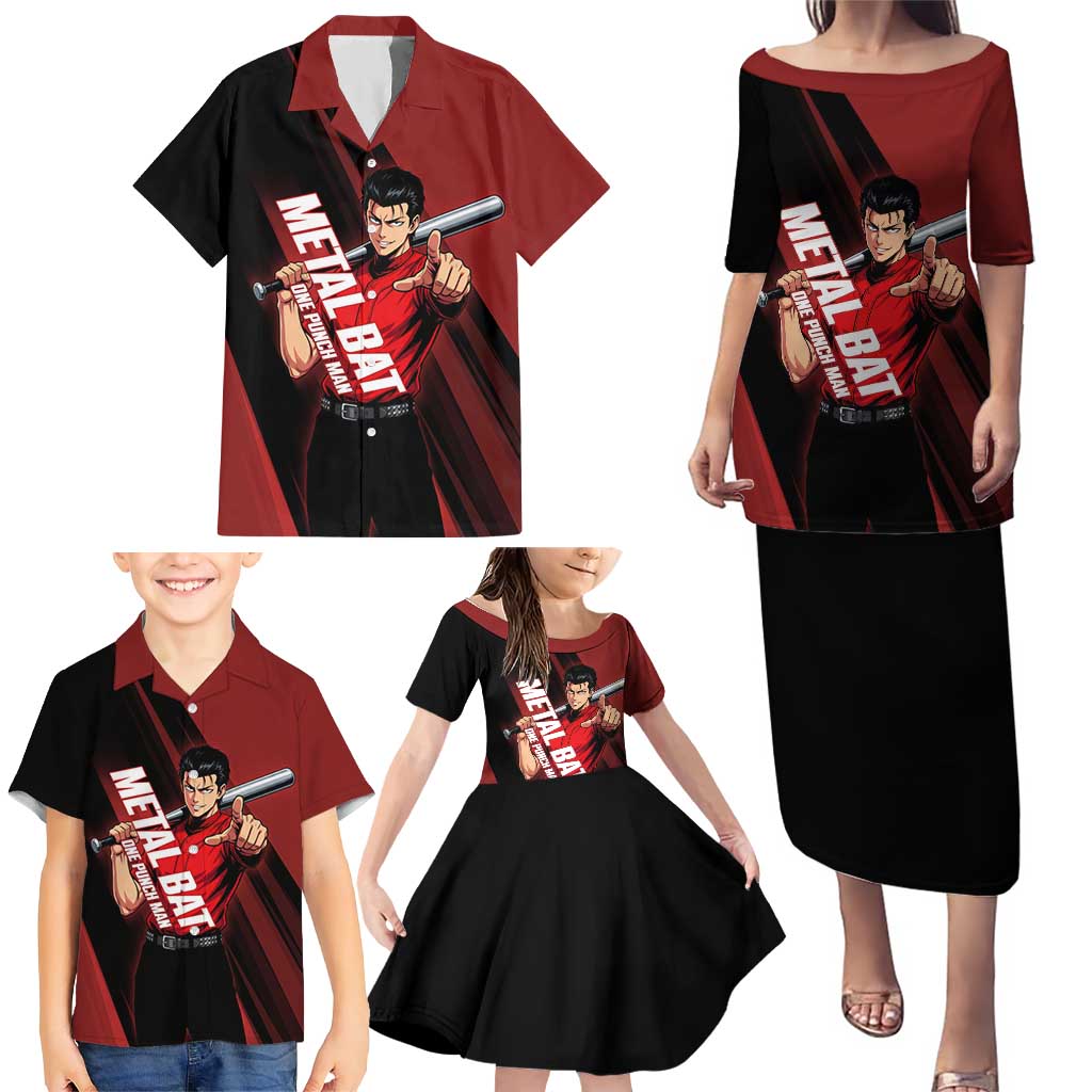 Personalized Metal Bat Family Matching Puletasi and Hawaiian Shirt One Punch Man Baseball Crossover Design