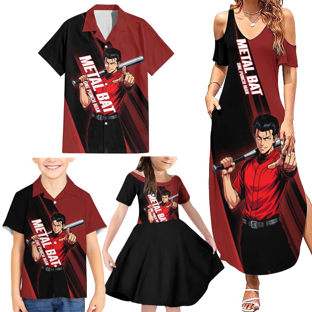 Personalized Metal Bat Family Matching Summer Maxi Dress and Hawaiian Shirt One Punch Man Baseball Crossover Design