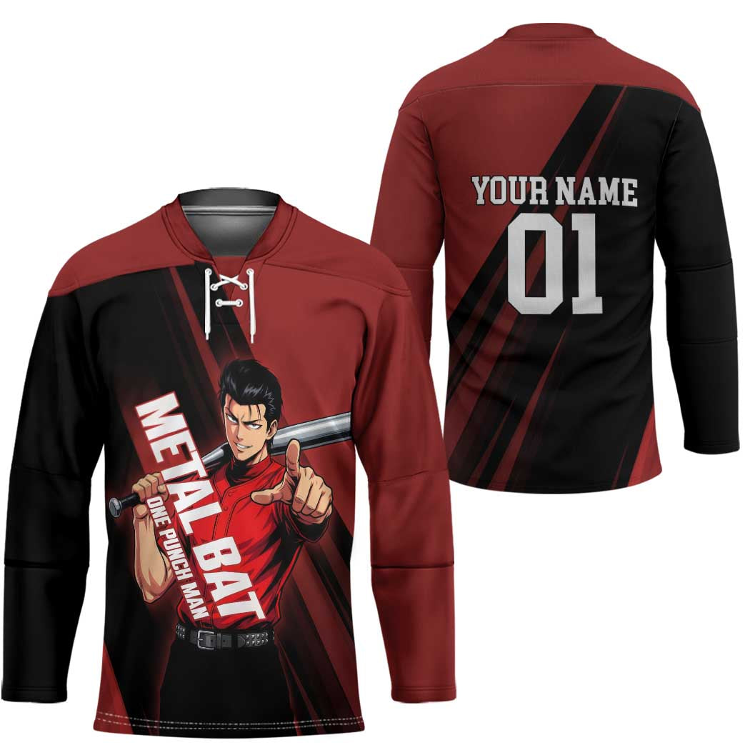 Personalized Metal Bat Hockey Jersey One Punch Man Baseball Crossover Design