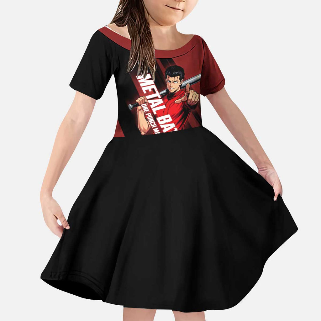 Personalized Metal Bat Kid Short Sleeve Dress One Punch Man Baseball Crossover Design