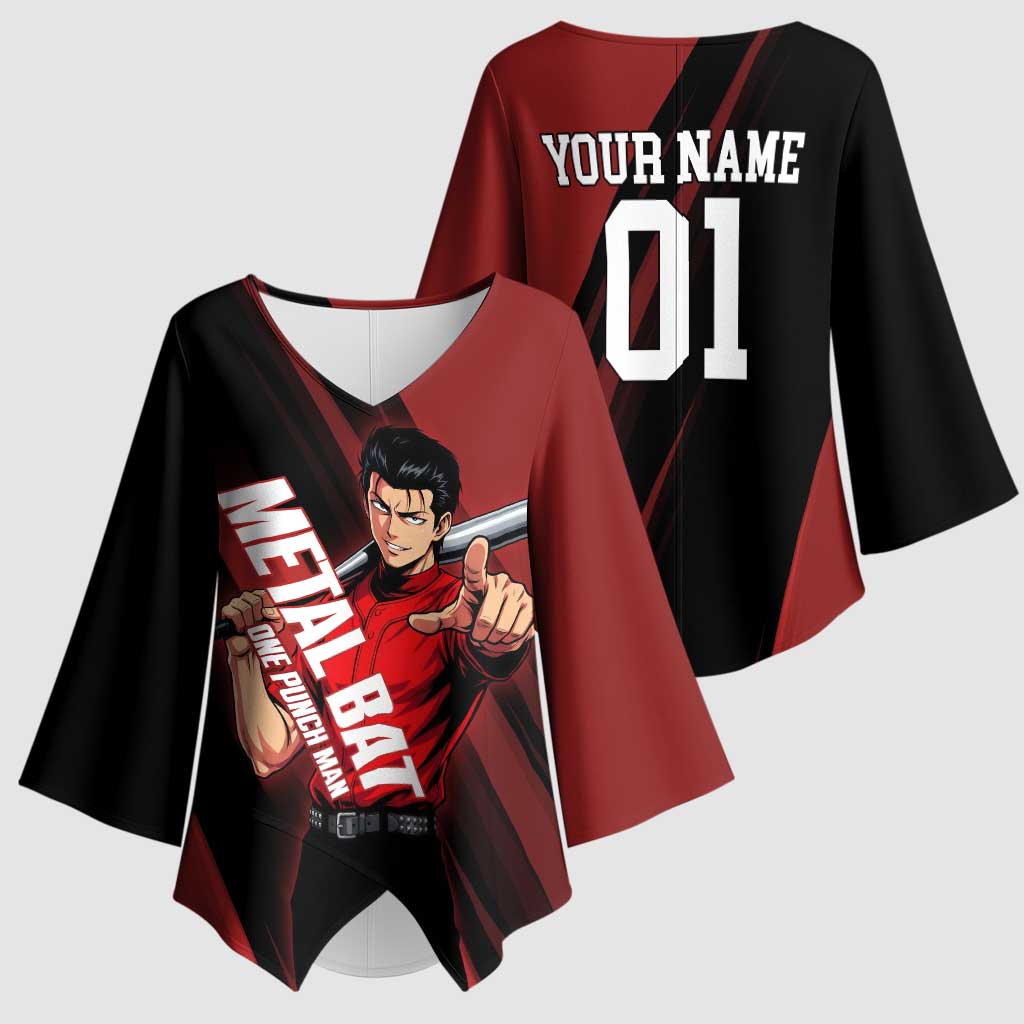 Personalized Metal Bat Kimono Sleeve Blouse One Punch Man Baseball Crossover Design