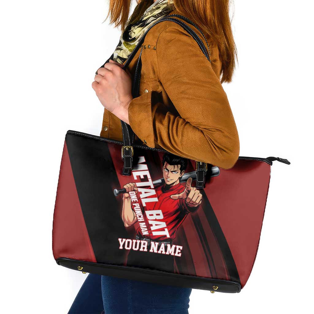 Personalized Metal Bat Leather Tote Bag One Punch Man Baseball Crossover Design