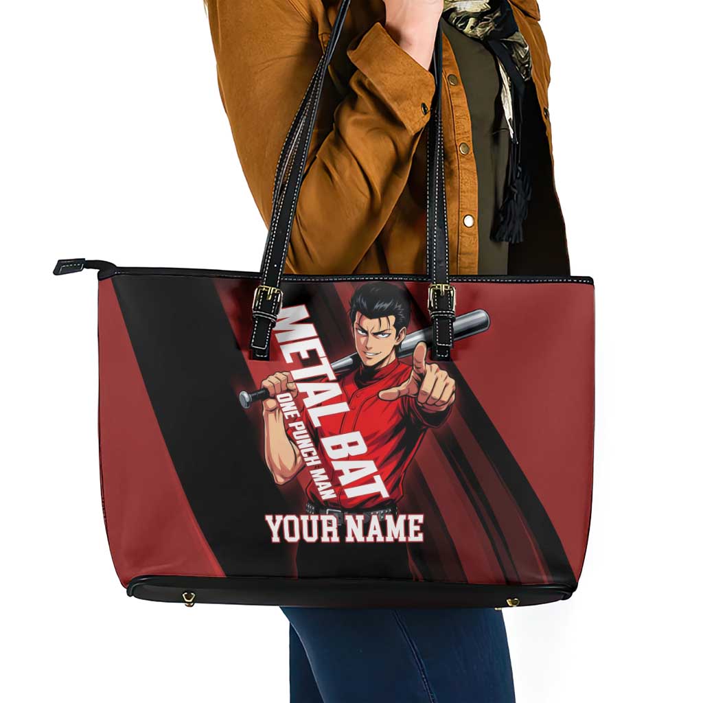 Personalized Metal Bat Leather Tote Bag One Punch Man Baseball Crossover Design