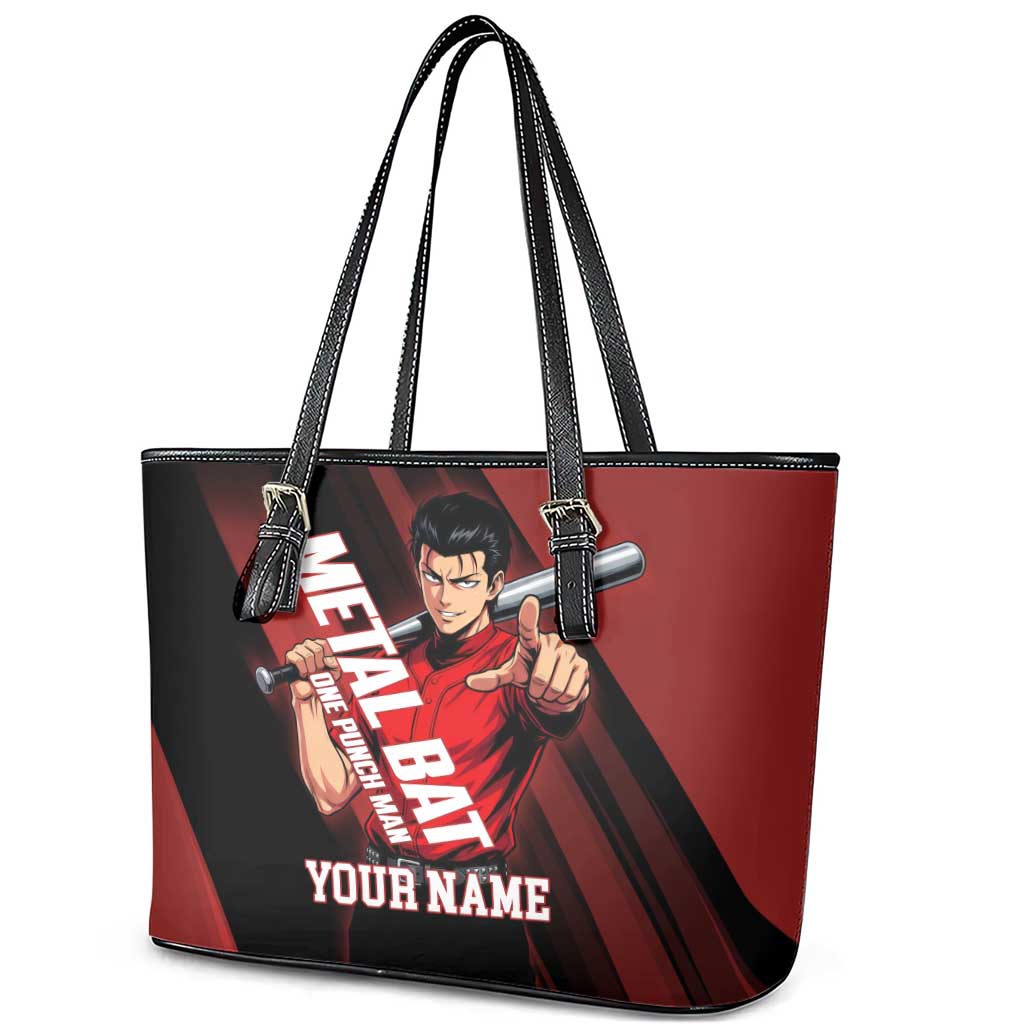 Personalized Metal Bat Leather Tote Bag One Punch Man Baseball Crossover Design