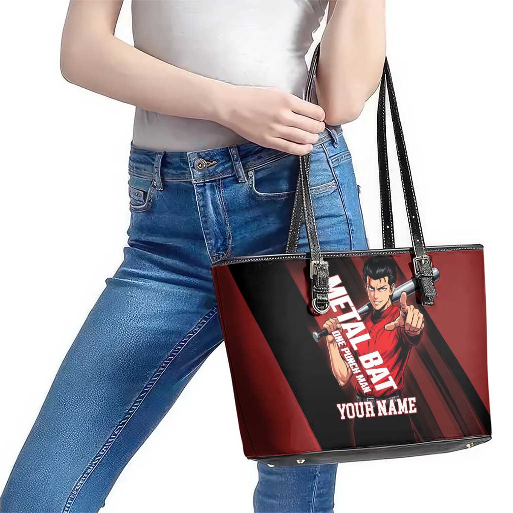 Personalized Metal Bat Leather Tote Bag One Punch Man Baseball Crossover Design