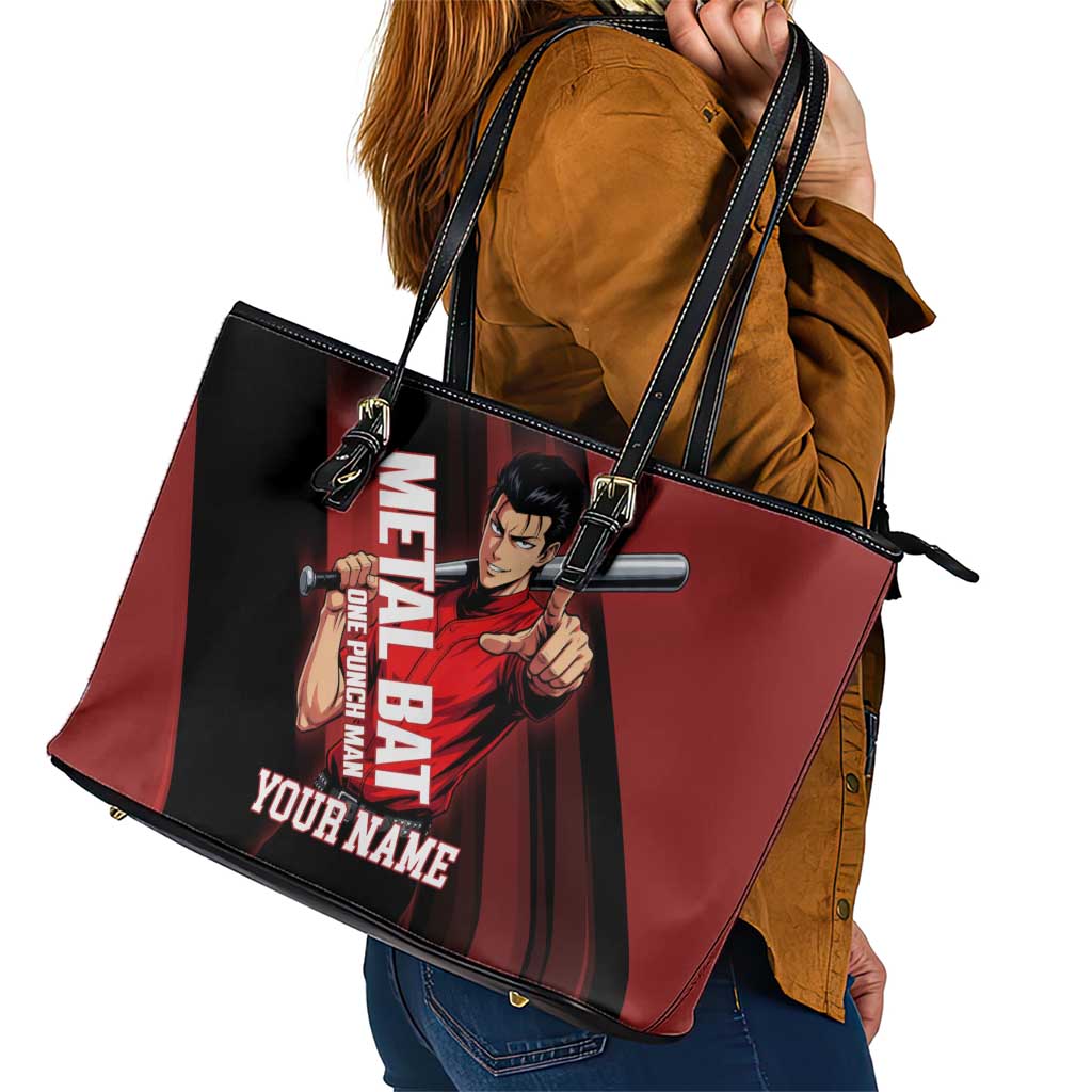 Personalized Metal Bat Leather Tote Bag One Punch Man Baseball Crossover Design