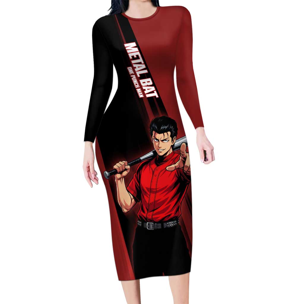 Personalized Metal Bat Long Sleeve Bodycon Dress One Punch Man Baseball Crossover Design