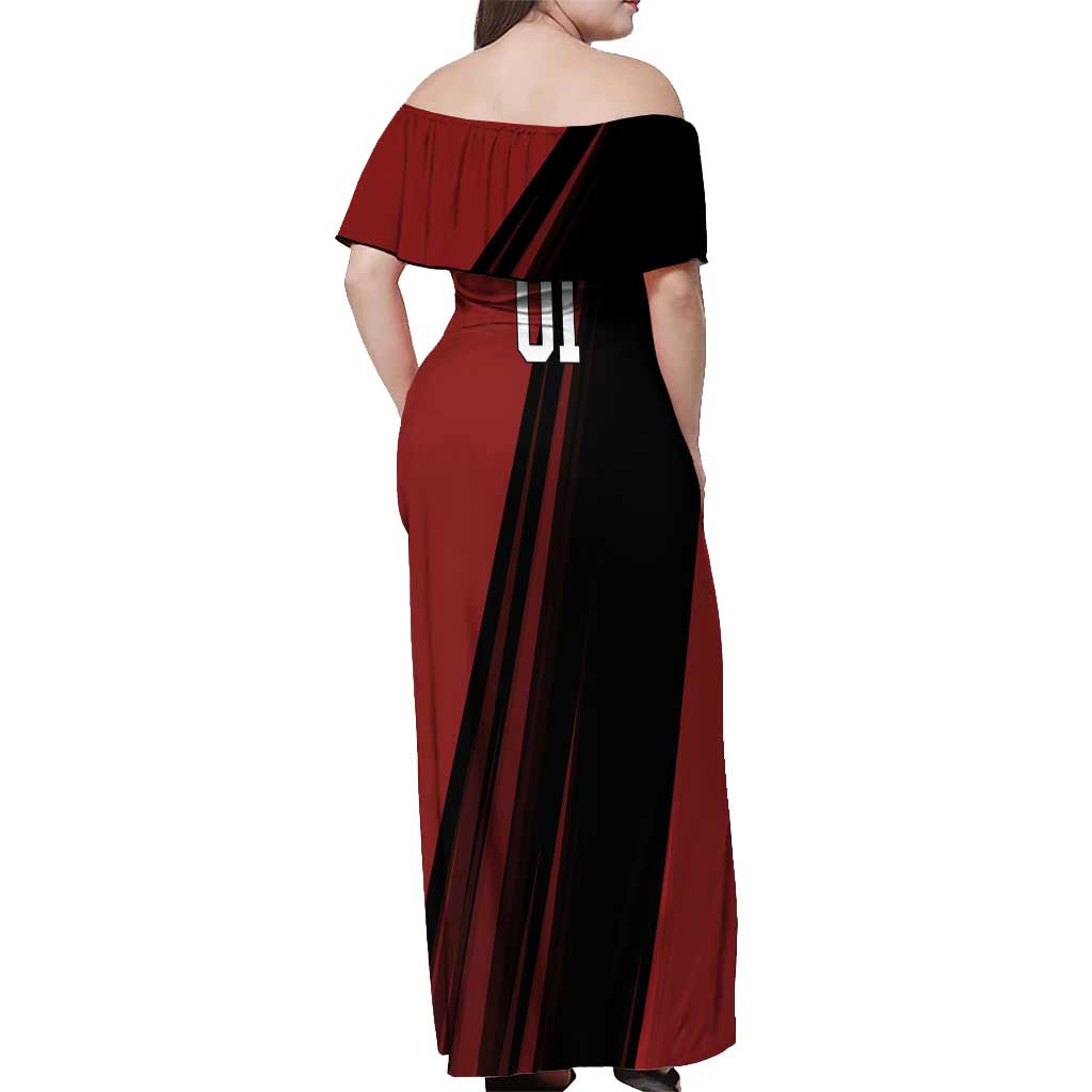 Personalized Metal Bat Off Shoulder Maxi Dress One Punch Man Baseball Crossover Design