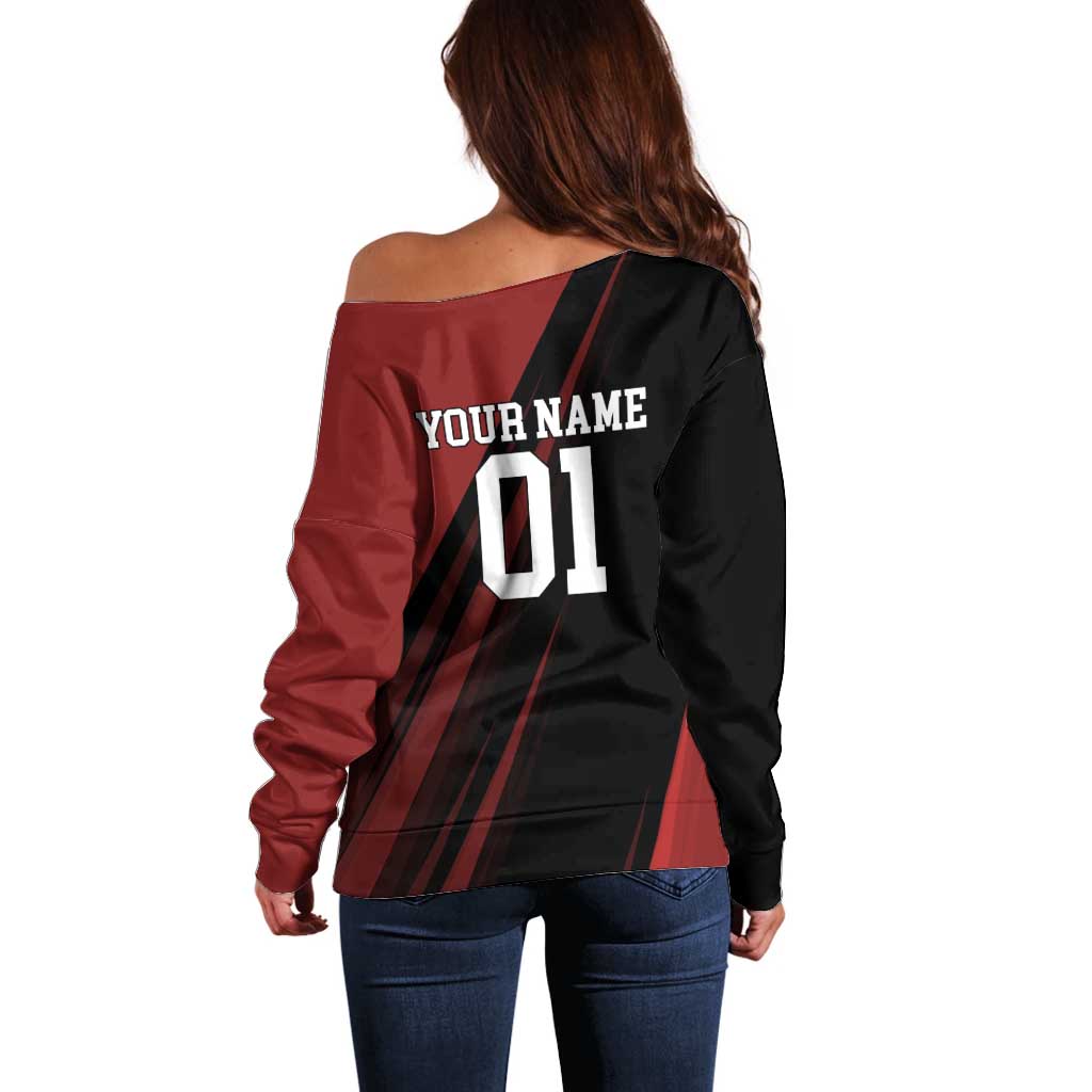 Personalized Metal Bat Off Shoulder Sweater One Punch Man Baseball Crossover Design