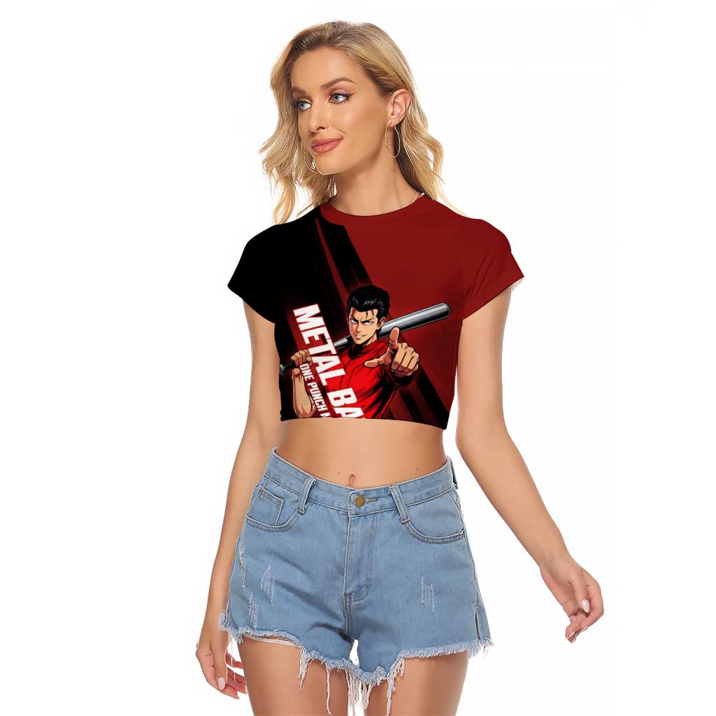 Personalized Metal Bat Raglan Cropped T Shirt One Punch Man Baseball Crossover Design