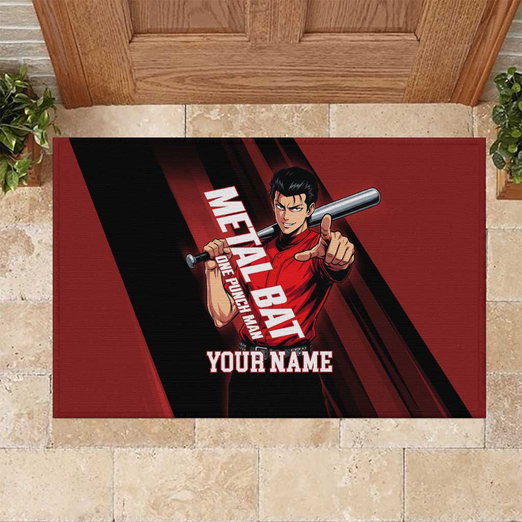 Personalized Metal Bat Rubber Doormat One Punch Man Baseball Crossover Design