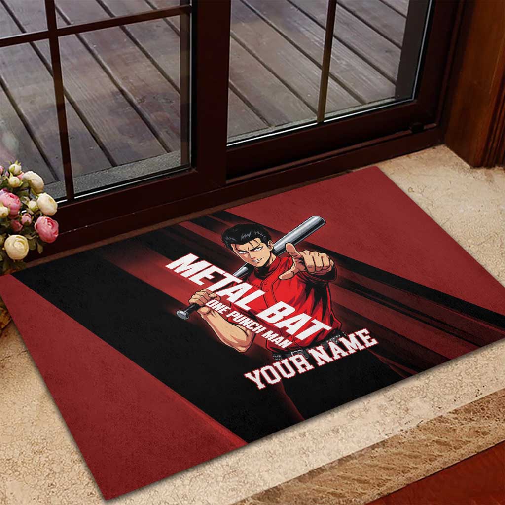 Personalized Metal Bat Rubber Doormat One Punch Man Baseball Crossover Design