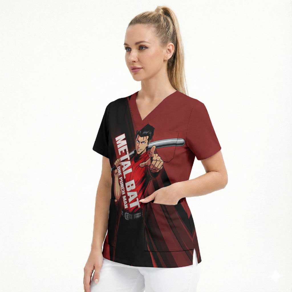 Personalized Metal Bat Scrub Top One Punch Man Baseball Crossover Design