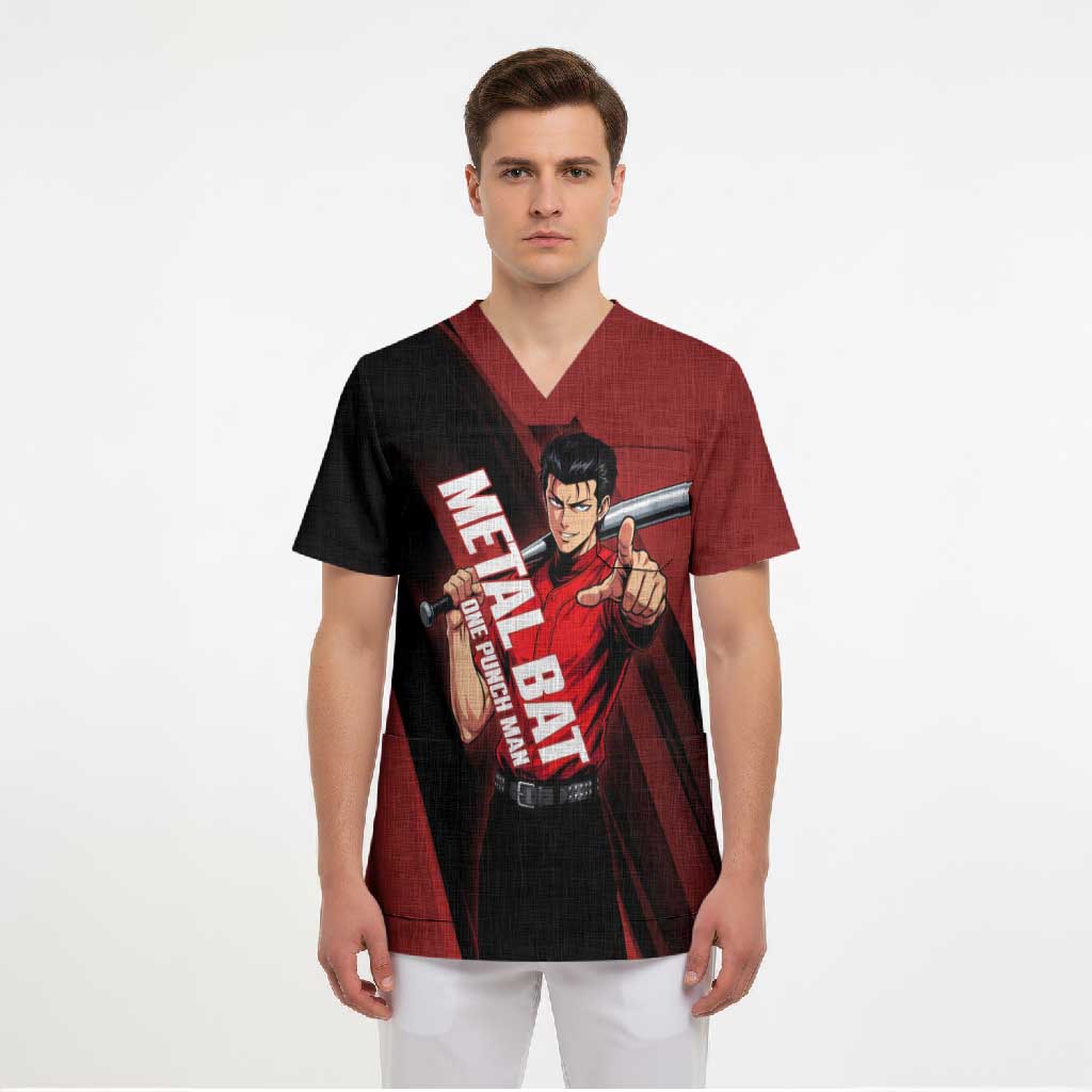 Personalized Metal Bat Scrub Top One Punch Man Baseball Crossover Design