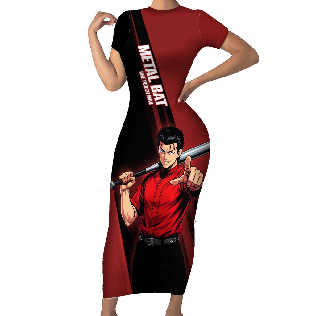 Personalized Metal Bat Short Sleeve Bodycon Dress One Punch Man Baseball Crossover Design