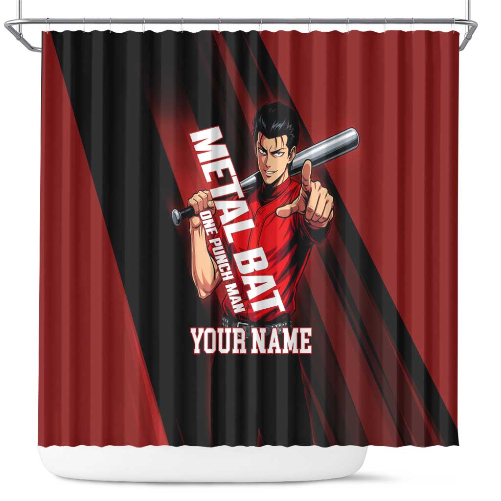 Personalized Metal Bat Shower Curtain One Punch Man Baseball Crossover Design