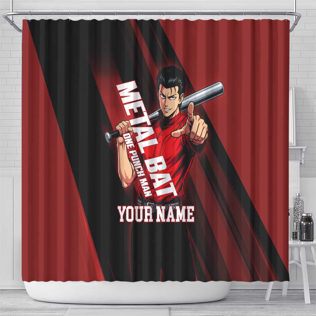 Personalized Metal Bat Shower Curtain One Punch Man Baseball Crossover Design