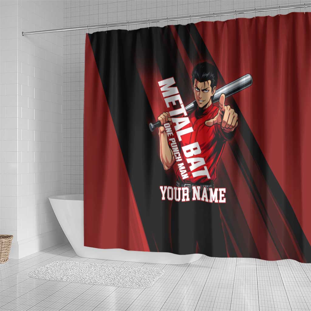 Personalized Metal Bat Shower Curtain One Punch Man Baseball Crossover Design