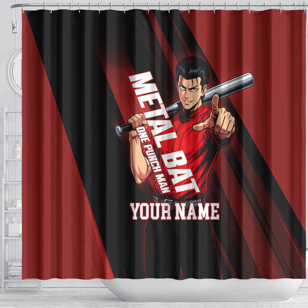 Personalized Metal Bat Shower Curtain One Punch Man Baseball Crossover Design