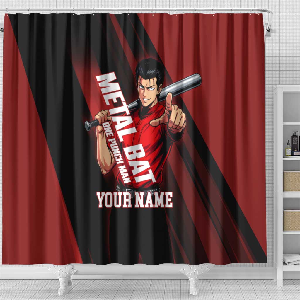 Personalized Metal Bat Shower Curtain One Punch Man Baseball Crossover Design