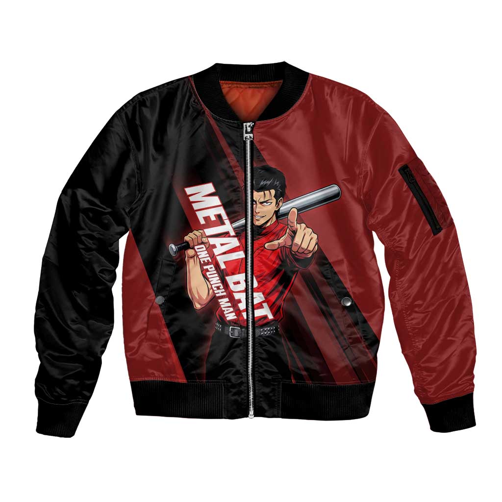 Personalized Metal Bat Sleeve Zip Bomber Jacket One Punch Man Baseball Crossover Design