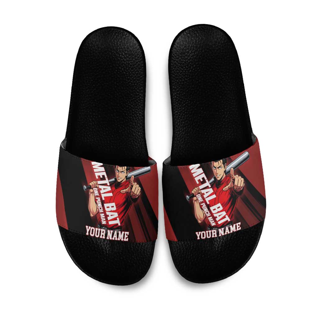 Personalized Metal Bat Slide Sandals One Punch Man Baseball Crossover Design