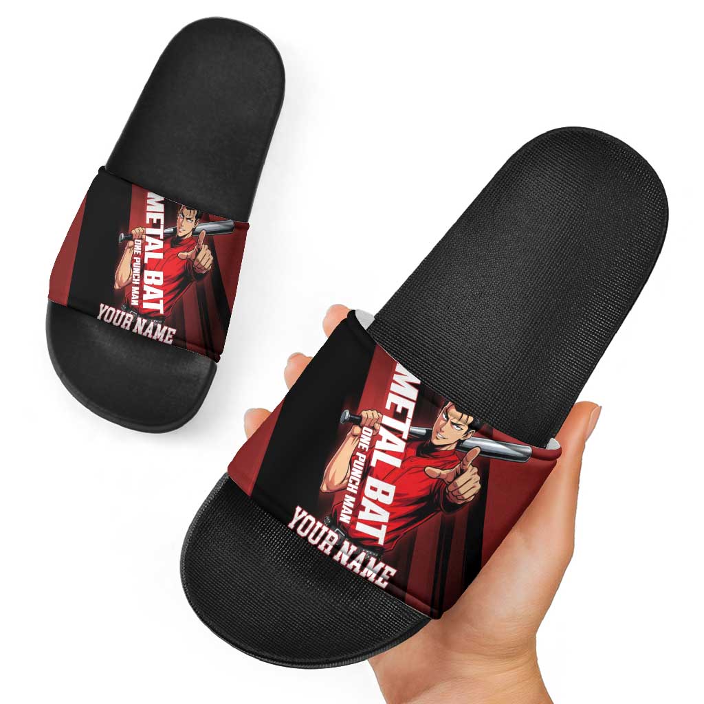 Personalized Metal Bat Slide Sandals One Punch Man Baseball Crossover Design