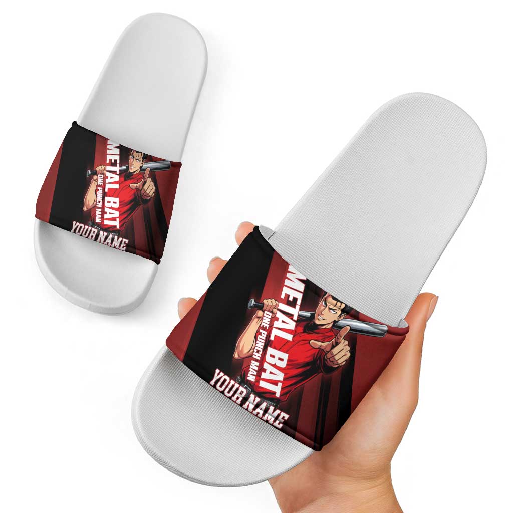 Personalized Metal Bat Slide Sandals One Punch Man Baseball Crossover Design