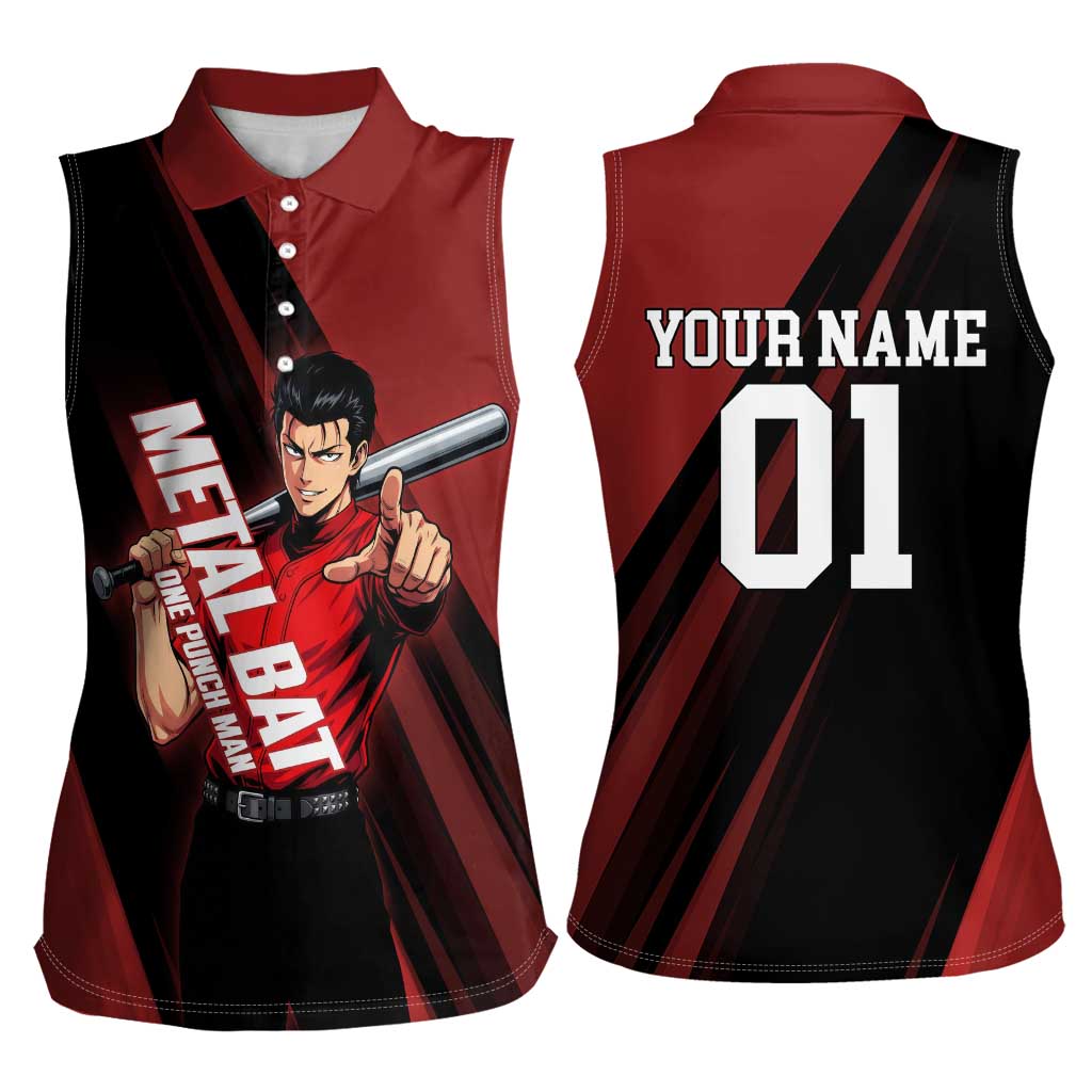 Personalized Metal Bat Women Sleeveless Polo Shirt One Punch Man Baseball Crossover Design