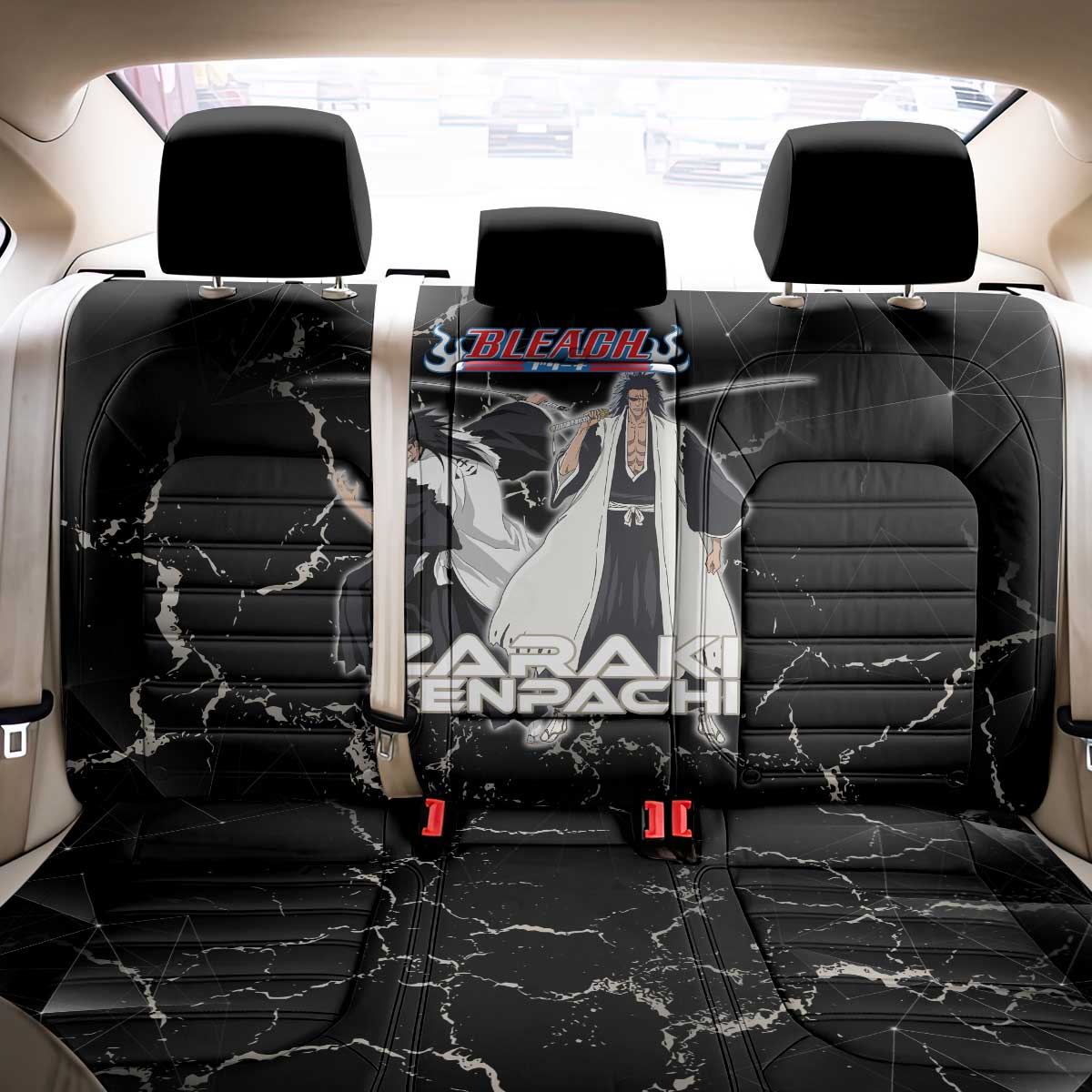 Zaraki Kenpachi Bleach Back Car Seat Cover Dark Marble Anime Shatter Style