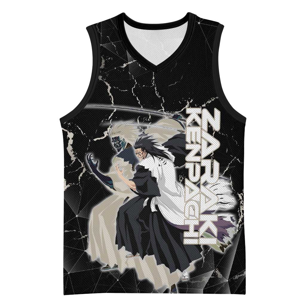 Zaraki Kenpachi Bleach Basketball Jersey Dark Marble Anime Shatter Style