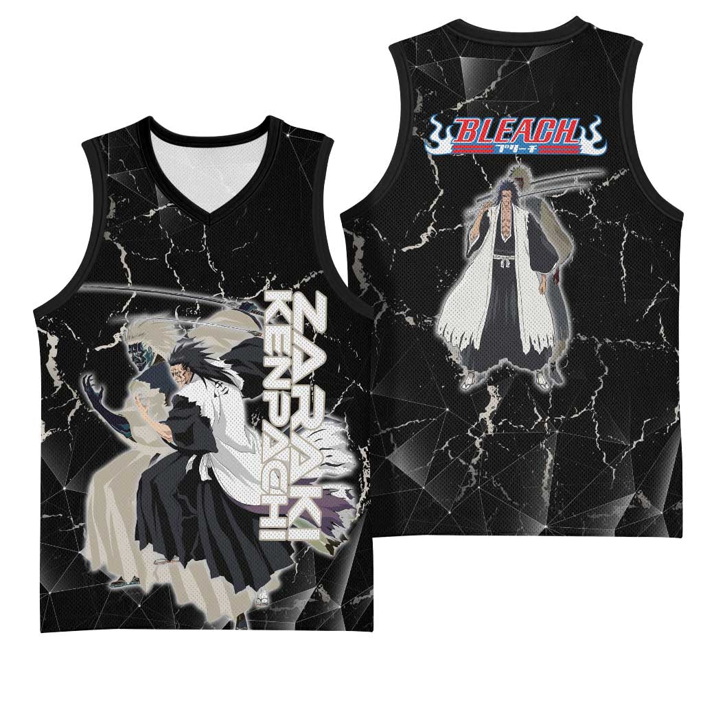 Zaraki Kenpachi Bleach Basketball Jersey Dark Marble Anime Shatter Style