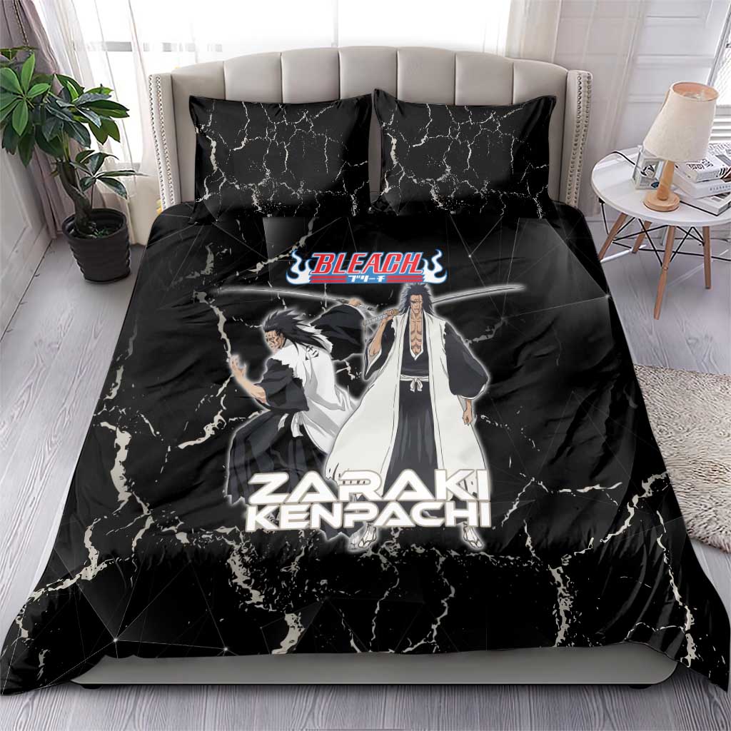 Zaraki Kenpachi Bleach Bedding Set Dark Marble Anime Shatter Style