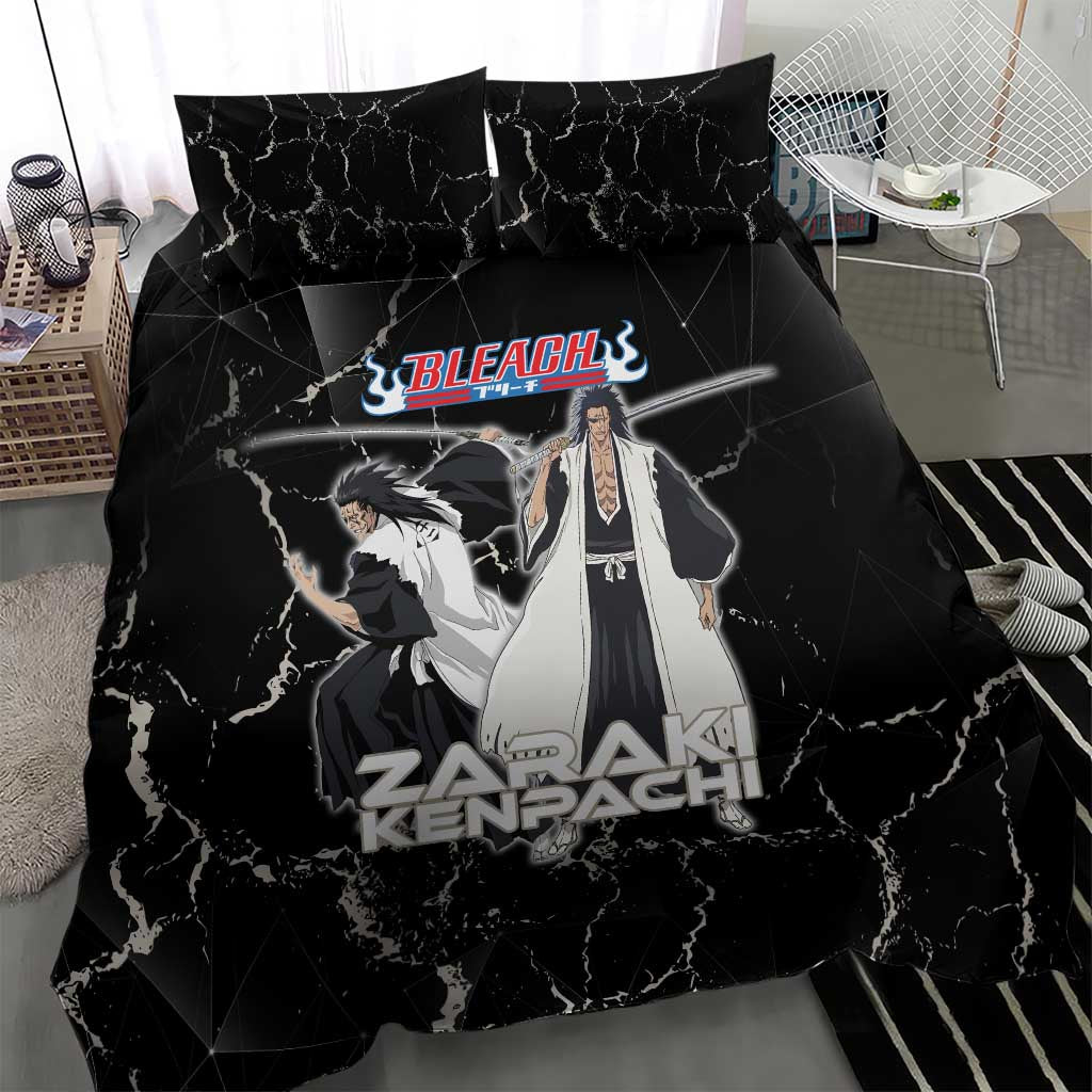 Zaraki Kenpachi Bleach Bedding Set Dark Marble Anime Shatter Style