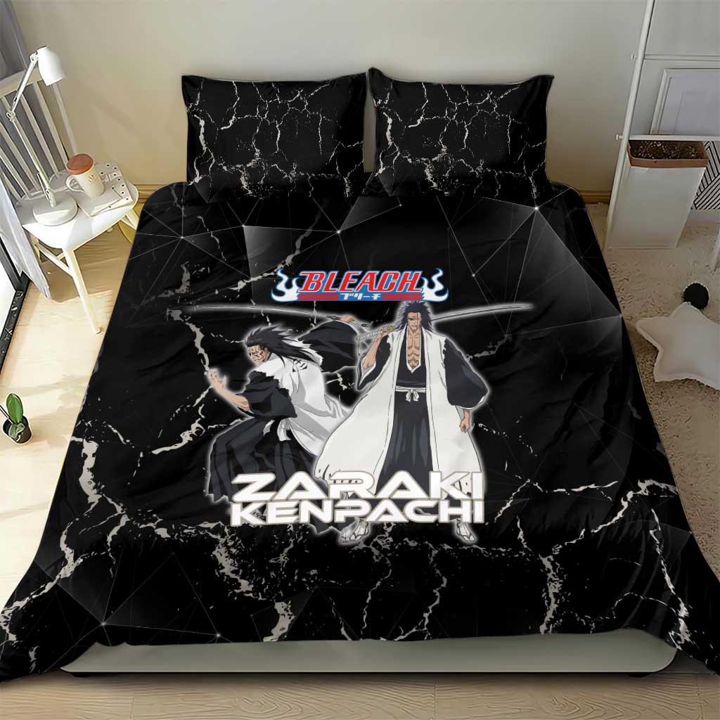 Zaraki Kenpachi Bleach Bedding Set Dark Marble Anime Shatter Style