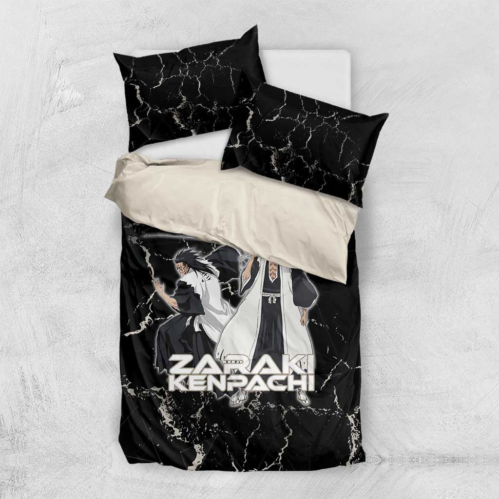 Zaraki Kenpachi Bleach Bedding Set Dark Marble Anime Shatter Style